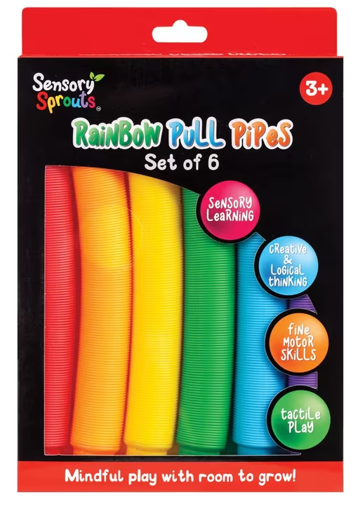 Sensory Sprouts Rainbow Pull Pipes Set of 6