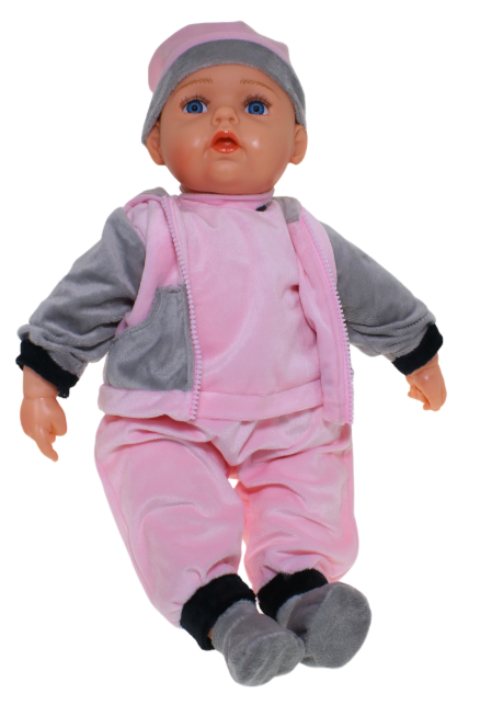 Baby Doll Chloe Pink and Grey Outfit with Dummy