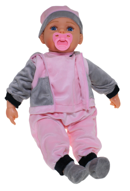 Baby Doll Chloe Pink and Grey Outfit with Dummy