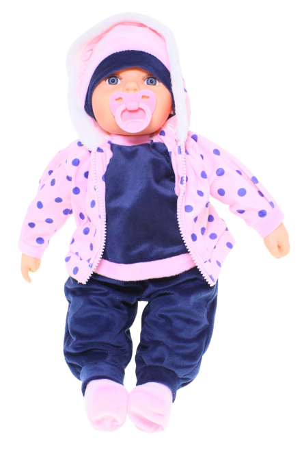Baby Doll Eliza Navy Spot Pink Hoodie with Dummy