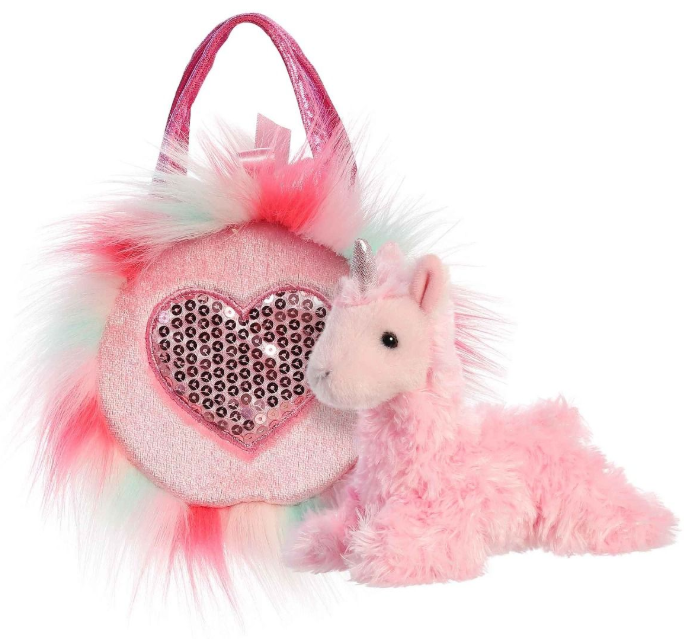 Fancy Pals Unicorn in Pink Fluffy Heart Bag