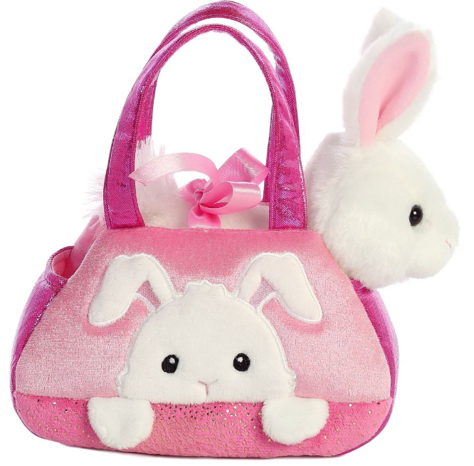 Fancy Pals White Bunny in Pink Bunny Bag