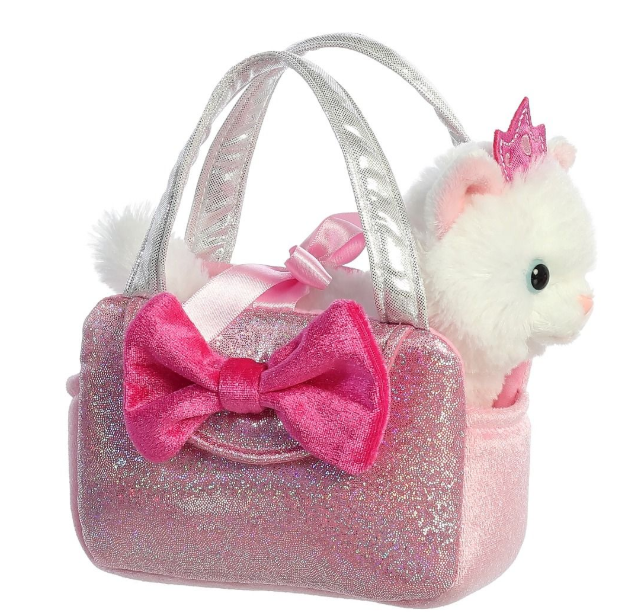Fancy Pals White Cat Trendy Sparkle Pink Bag