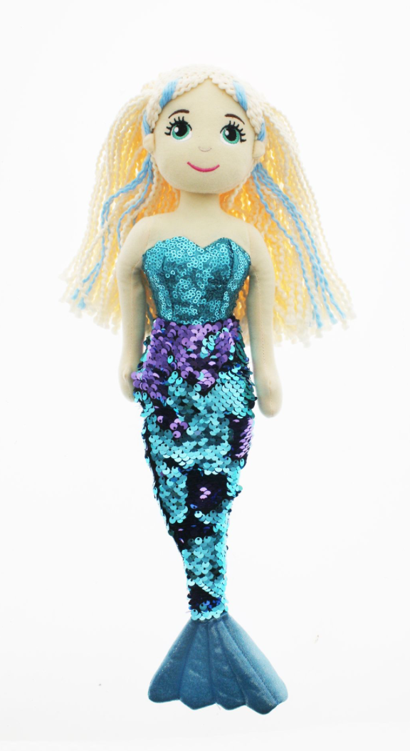 Sequin Mermaid 70cm Blue and Purple Sequin Tail ELSA
