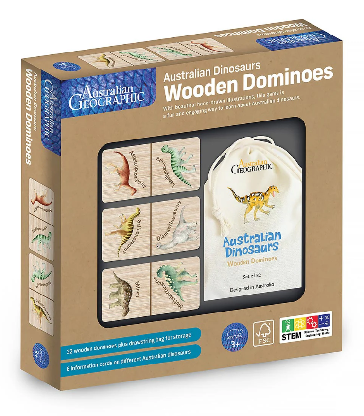 Australian Geographic Wooden Dominoes - Australian Dinosaurs