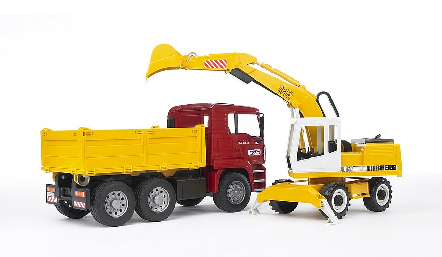 Bruder 02751 1/16 MAN TGA Construction Truck w Liebher Excavator