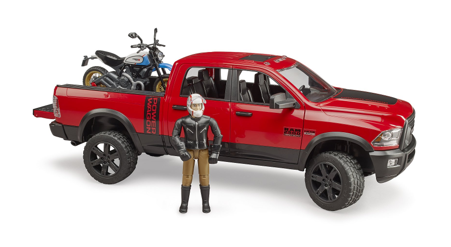Bruder 02502 Ram Pickup with Scrambler Ducati Motorbike