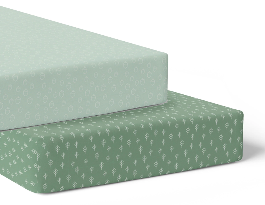 Bubba Blue Nordic 2pk Jersey Cot Fitted Sheets Avocado/Forest