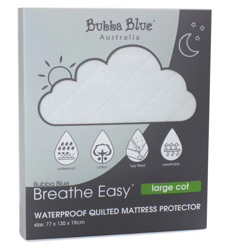 Bubba Blue Large Cot Waterproof Quilted Mattress Protector