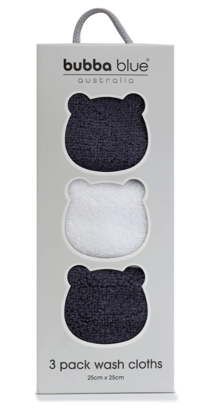 Bubba Blue Nordic 3Pk Wash Cloth Blue / Grey