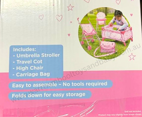 Playworld Doll 4pc Starter Set Pink with Stars Design