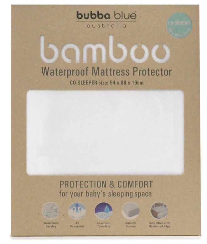 Bubba Blue Bamboo W&#39;proof Mattress Protector Co-Sleeper White