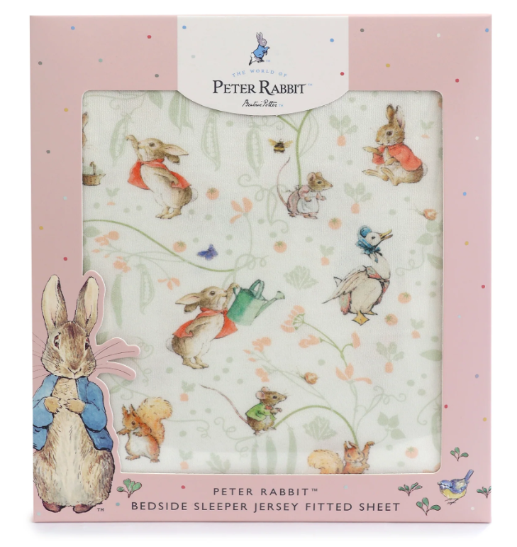 Bubba Blue Flopsy, Mopsy &amp; Cottontail Co Sleeper Jersey Fitted Sheet Pink