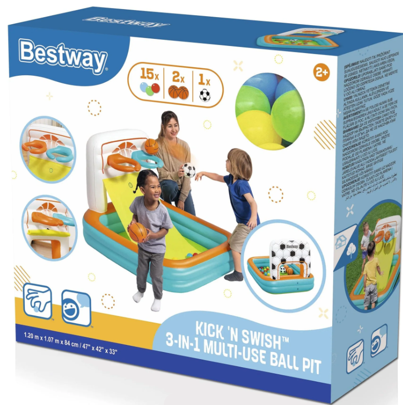 Bestway Kick N Swish 3 in 1 Multi Use Ball Pit 1.2m x 1.07m x 84cm