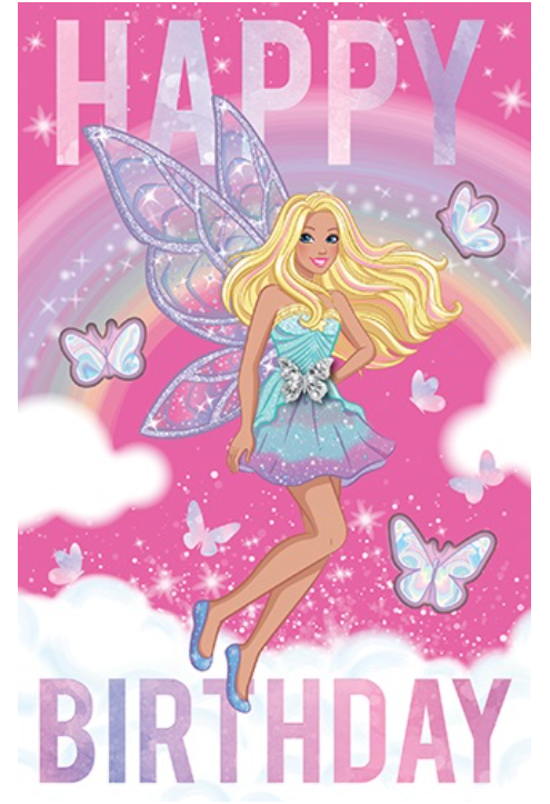 Birthday Card Premium Happy Birthday Fairy Barbie with Butterflies