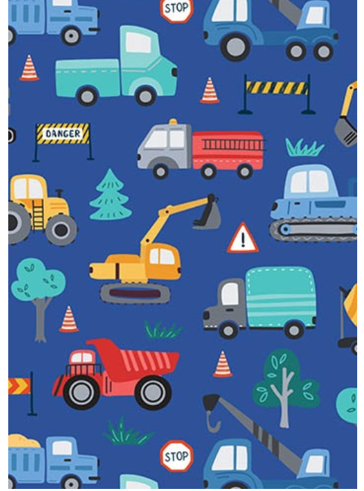 Wrap Folded Little Truckers Construction Vehicles Blue