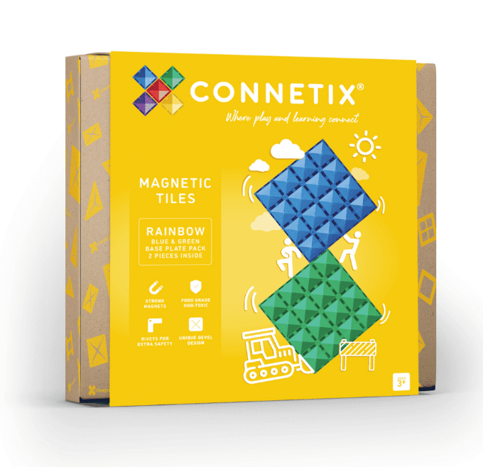 Connetix Rainbow Blue and Green Base Plate 2pc