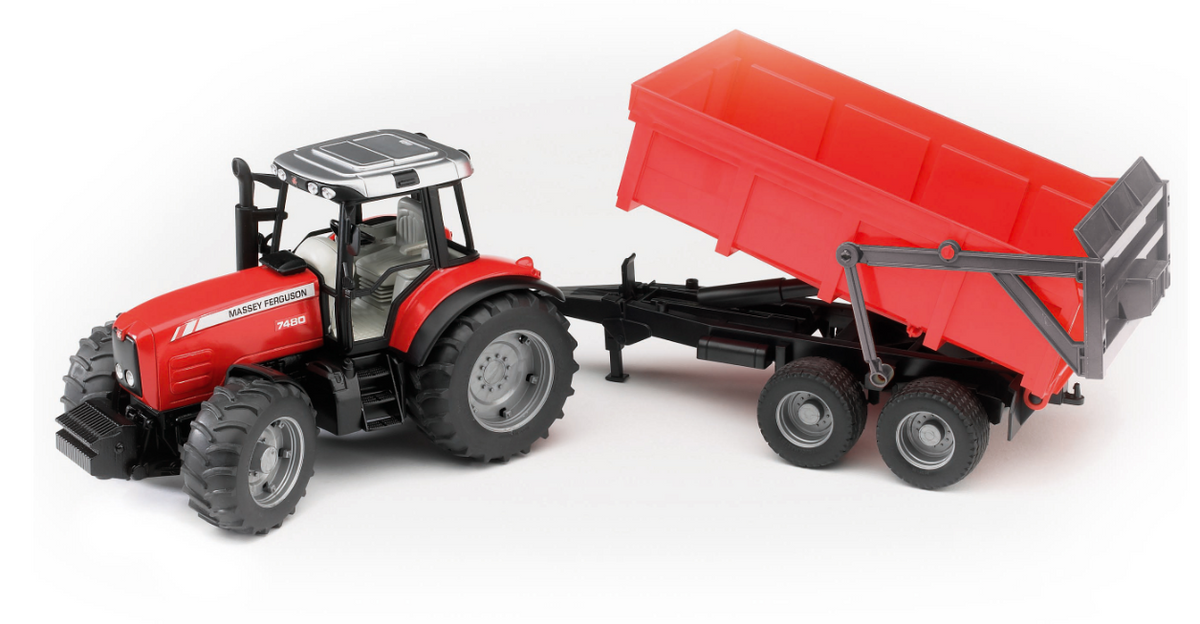 Bruder 02045 1/16 Massey Ferguson 7480 Tractor with Tipping Trailer