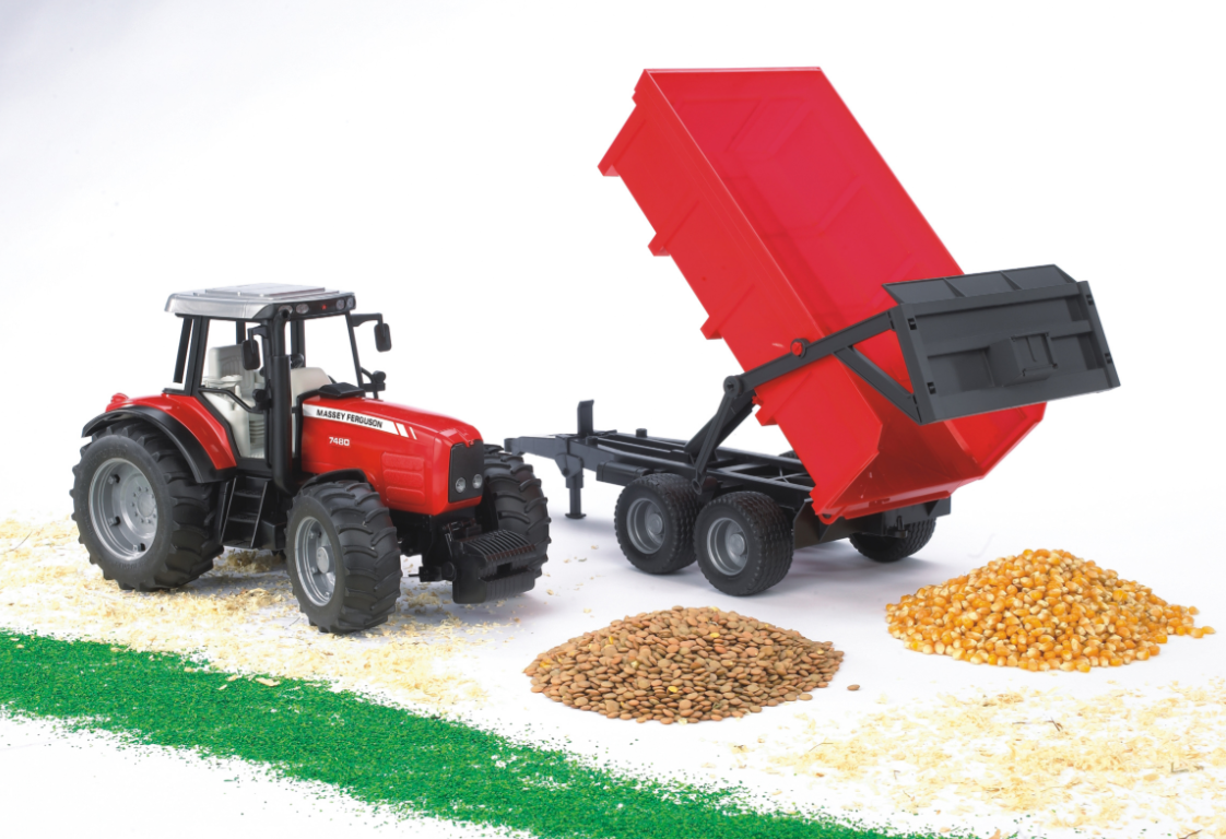 Bruder 02045 1/16 Massey Ferguson 7480 Tractor with Tipping Trailer