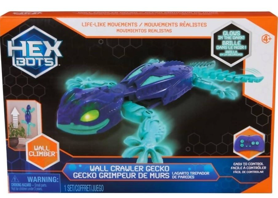 Hex Bots Wall Crawler Gecko Glows In The Dark - Req 2 x AAA batteries