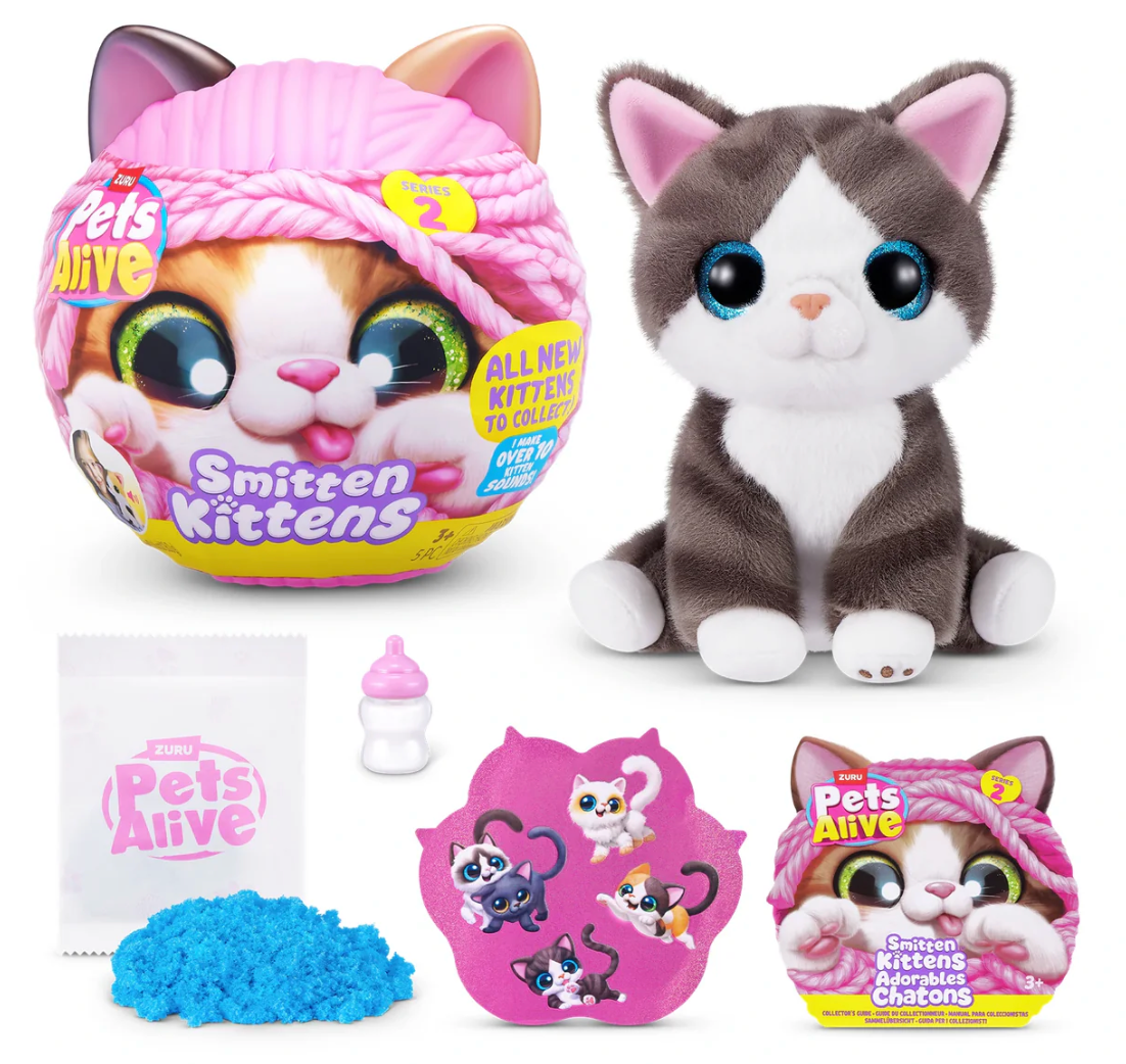 Zuru Pets Smitten Kittens Interactive Plush S2 (req 3 x AAA batt)
