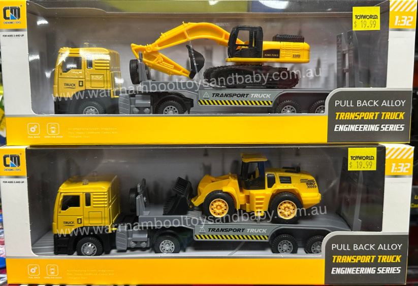 25cm Pull Back Transport Construction Truck with Vehicle Assorted