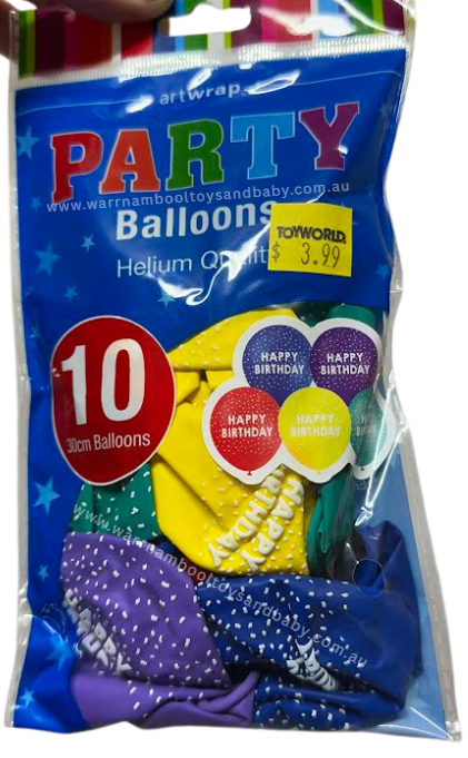 Party Balloons Helium Quality 10pk 30cm Happy Birthday