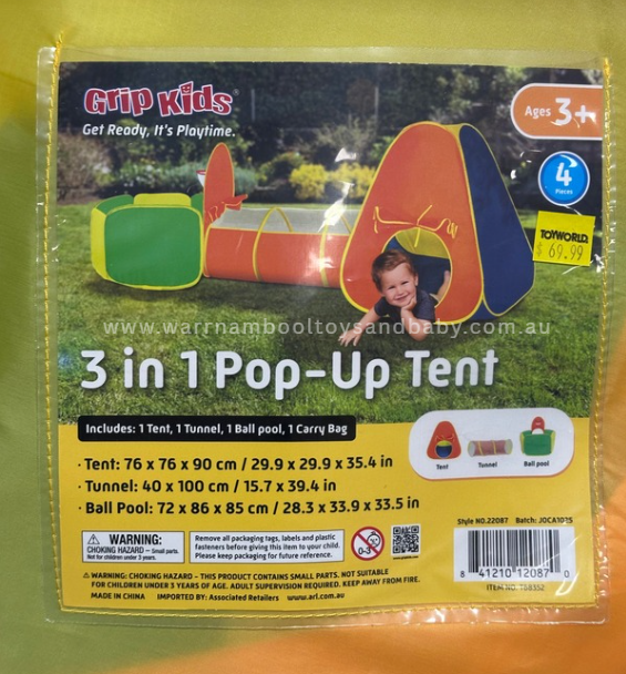 Grip Kids 3in1 Pop-Up Tent