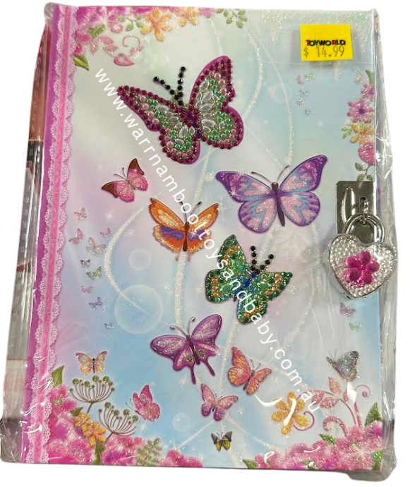 Diary With Lock Butterflies