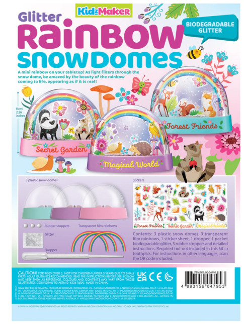 4M KidzMaker Mini Glitter Rainbow Snow Domes Kit