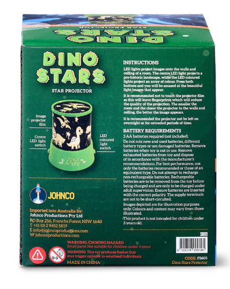 Johnco Dino Stars Star Projector - Req 3 AA Batteries