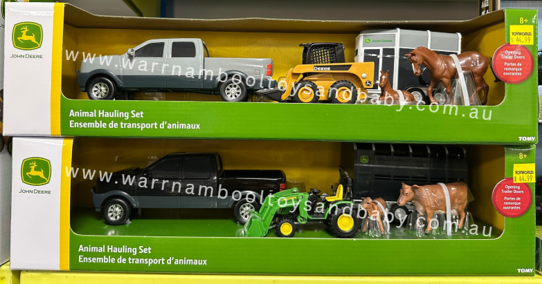 John Deere 1/32 Pickup &amp; Livestock Trailer Animal Hauling Set
