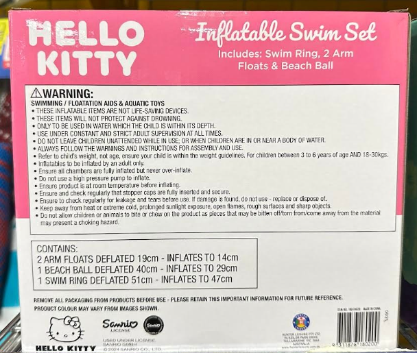 Hello Kitty Inflatable Swim Set