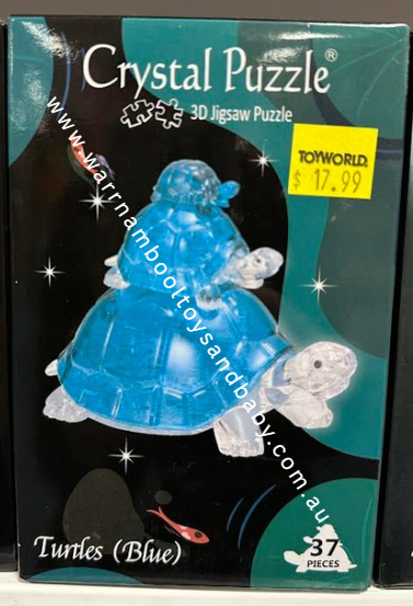 Crystal Puzzle 3D Jigsaw BLUE TURTLES 37 Pieces