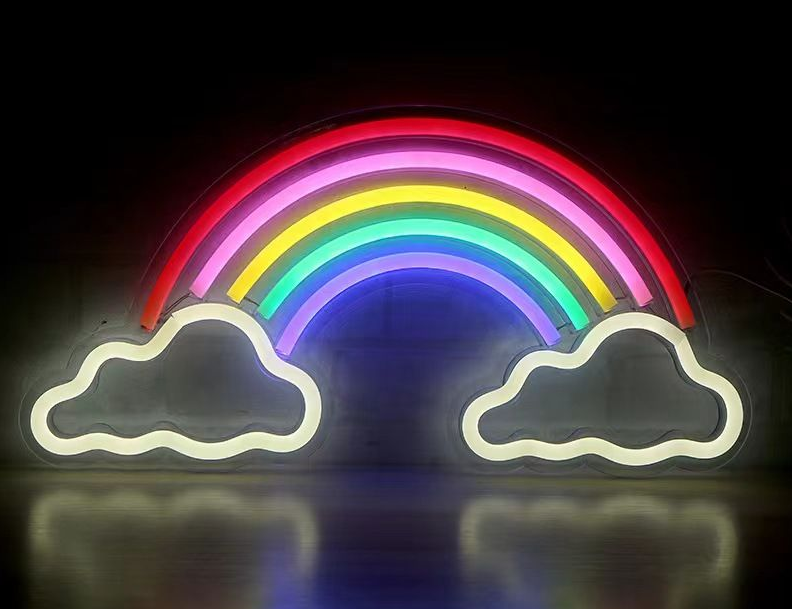 Neon Light RAINBOW WITH CLOUDS