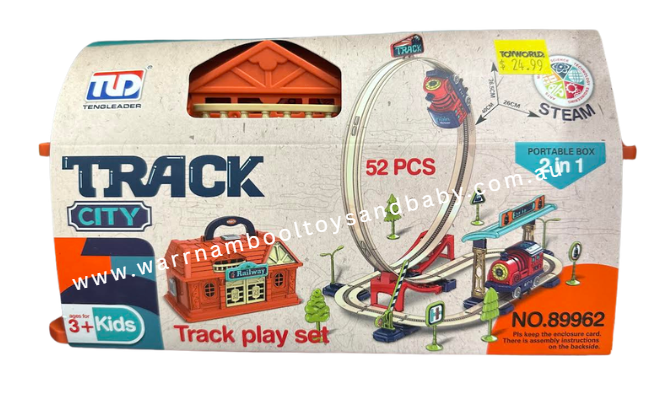 TRACK CITY Railway Train Play Set 48pcs Req 2 AAA Batteries