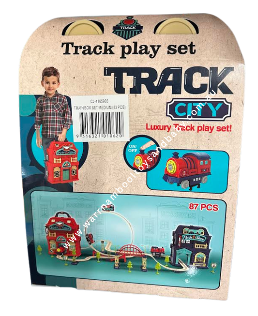 TRACK CITY Post Office/Book Store Train Play Set 83pcs Req 2 AAA Batteries
