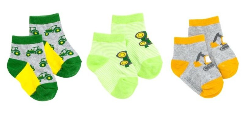 John Deere 3pk Shortie Socks 6-12months