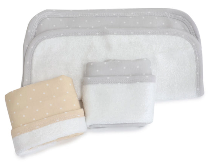 Bubba Blue Confetti 3 Pk Wash Cloths Grey Taupe
