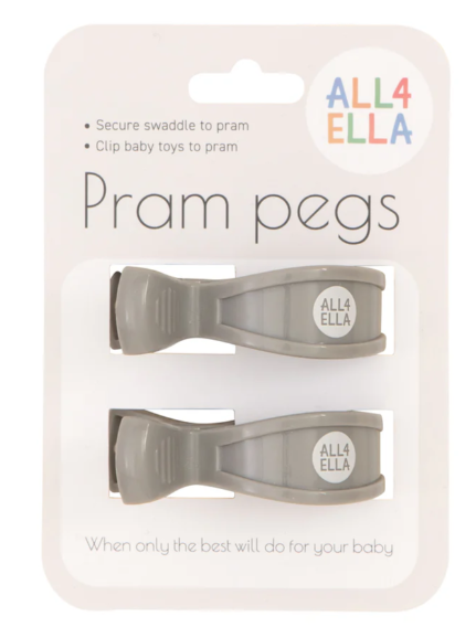 All4Ella Pram Pegs 2Pk Grey