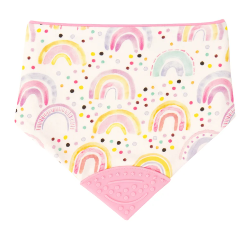 All4Ella Reversible Silicone Teether Bib - WATERCOLOUR RAINBOW