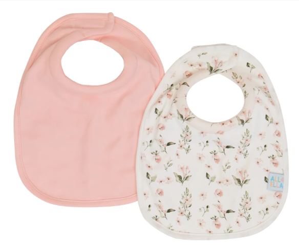 All4Ella Roll Neck Bib 2pk Pink Flower