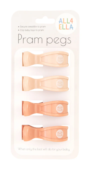 All4Ella Pram Pegs 4 pack Cream/Peach