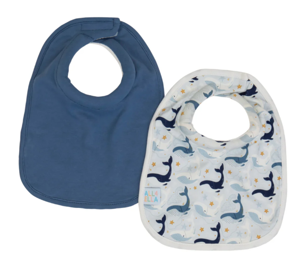 All4Ella Roll Neck Bib 2pk Whales