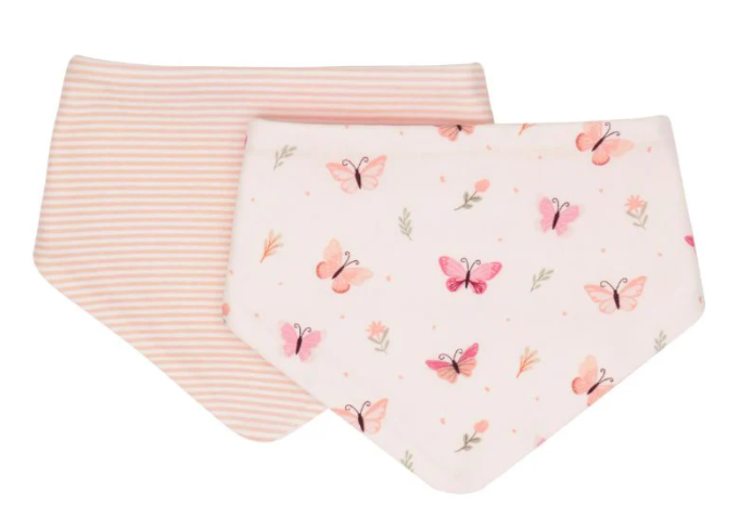 All4Ella Bandana Bib 2pk Sweet Butterfly