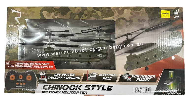 Revolt R/C Chinook Style Military Helicopter req 4 x AAA batteries