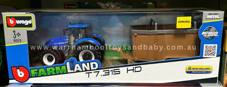 Burago New Holland T7 315HD Tractor &amp; Livestock Trailer