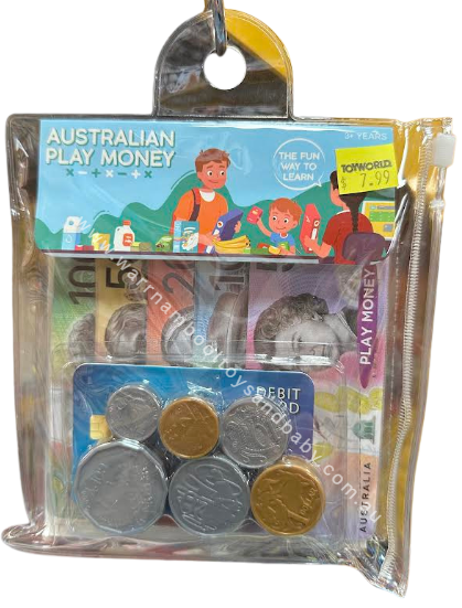 Australian Play Money with Credit Card in Bag