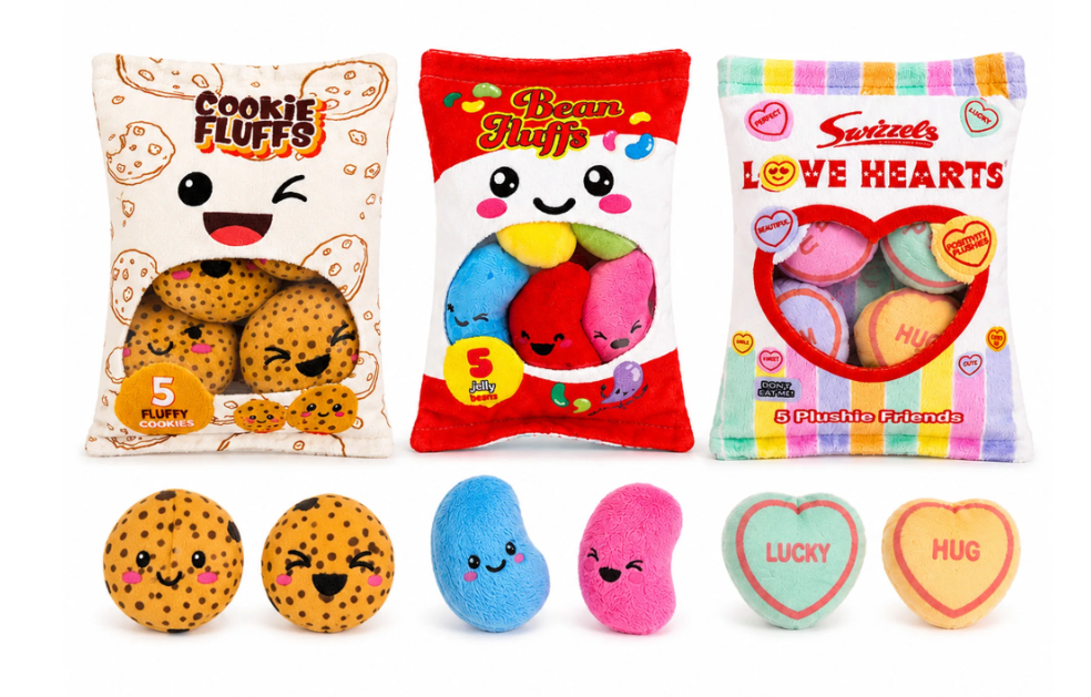 Pink Poppy Plush Snack Bag Buddies Assorted