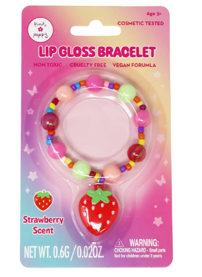Pink Poppy Lip Gloss Bracelet Strawberry